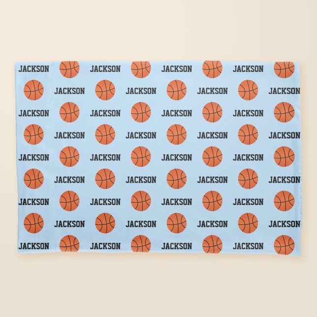 Basketball Name Pattern Blue Pillowcase (Creator Uploaded)