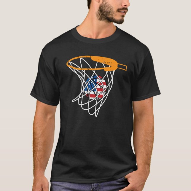 Basketball Net 4th Of July Retro Sports Player Ath T-Shirt (Front)