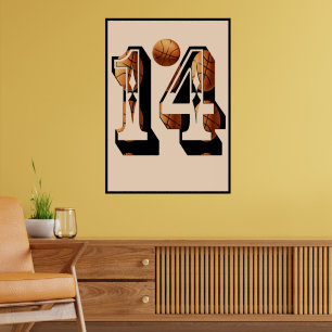 Basketball Number 14 Made From Basketballs,  Poster