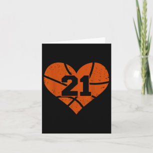 Basketball Number 21 Jersey Funny Basketball Heart Card