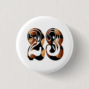 Basketball Number 23 Made From Basketballs, 3 Cm Round Badge