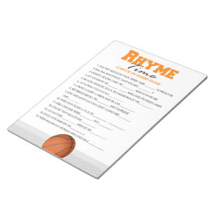 Basketball Nursery Rhyme Baby Shower Game Pack Notepad