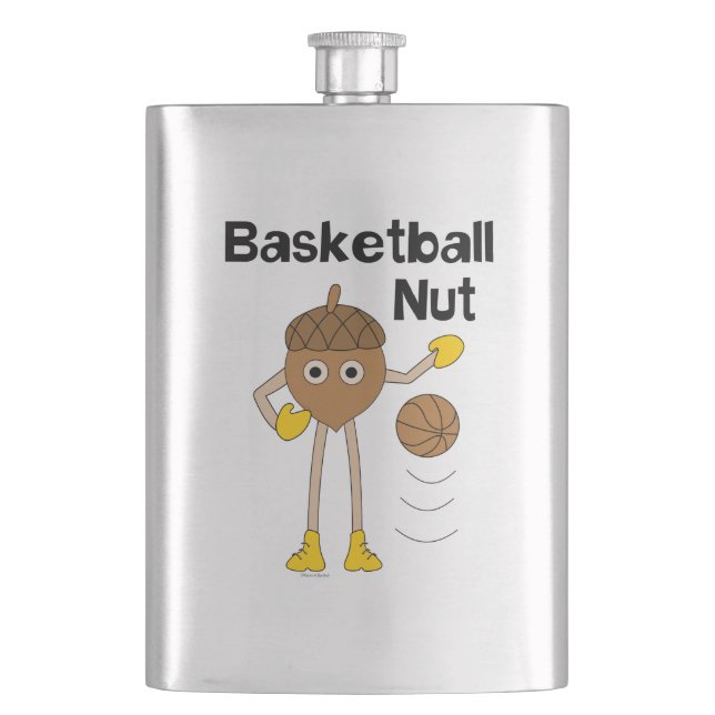 Basketball Nut Text Hip Flask (Front)