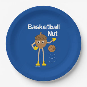 Basketball Nut Text Paper Plate