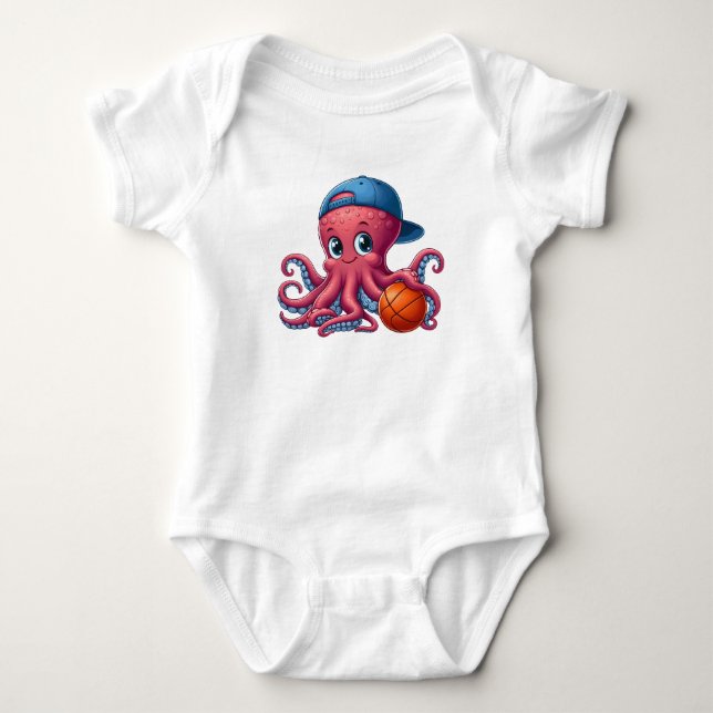 Basketball Octopus Baby Bodysuit (Front)