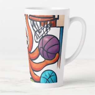 Basketball Octopus Fun Cartoon Art Latte Mug