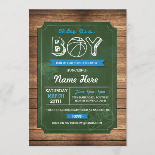 Basketball Oh Boy Baby Shower Sports Invite