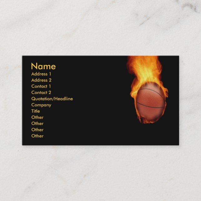 Basketball On Fire Business Card (Front)