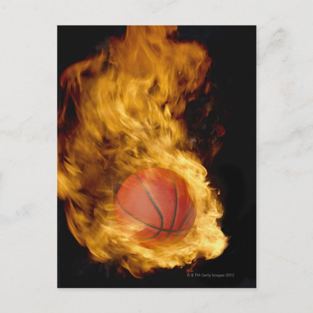 Basketball on fire (digital composite) postcard (Front)