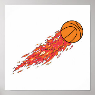 basketball on fire poster