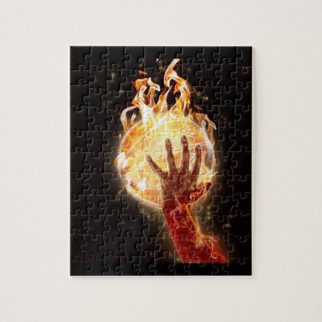 Basketball on Fire Puzzle w/ Gift Box (Vertical)