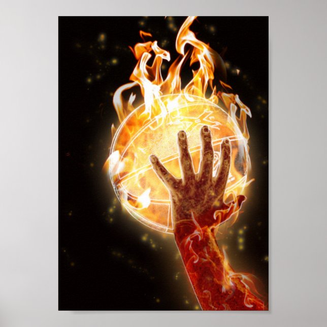 Basketball on Fire Value Poster Paper (Front)