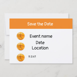 Basketball on white back ground save the date invitation