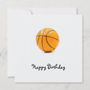 Basketball on white background happy birthday card