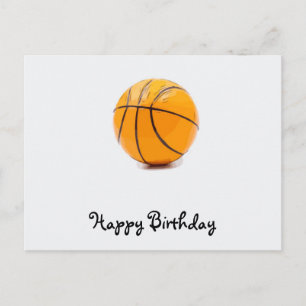 Basketball on white background happy birthday postcard