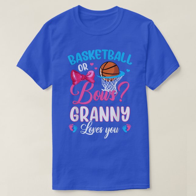 Basketball or Bows GRANNY Loves You Gender Reveal  T-Shirt (Design Front)