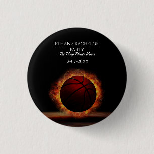 Basketball Orange Black Bachelor / Birthday Party 3 Cm Round Badge