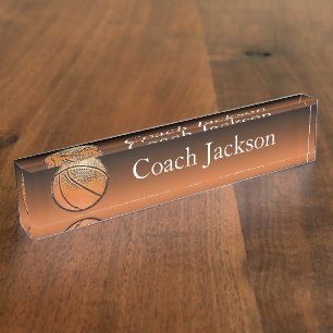 Basketball orange black fade desk nameplate