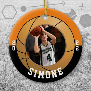 Basketball Orange Black Team Colours Ceramic Tree Decoration