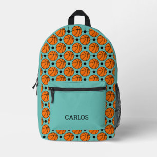 Basketball Orange Turquoise Printed Backpack