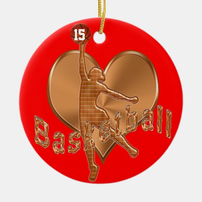 Basketball Ornaments with Her NUMBER and NAME (Front)