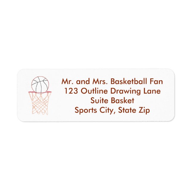 Basketball Outline Drawing Address Labels (Front)