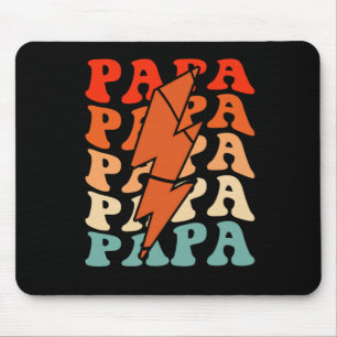 Basketball Papa Dad Retro Groovy Lightning Bolt Fa Mouse Mat