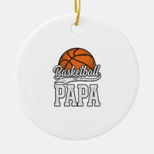 Basketball Papa Vintage Engraving Shirt Design_1 Ceramic Tree Decoration