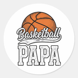 Basketball Papa Vintage Engraving Shirt Design_1 Classic Round Sticker