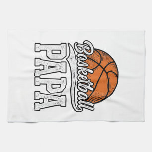 Basketball Papa Vintage Engraving Shirt Design_1 Tea Towel