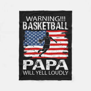 Basketball Papa Yell Funny Basketball Papa Fleece Blanket