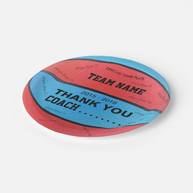 BASKETBALL PAPER PLATES Blue L Red bl (Angled)