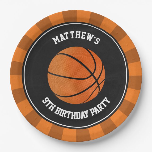 Basketball Party Cake Dinner Plates Personalised (Front)