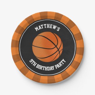 Basketball Party Cake Lunch Plates Personalised