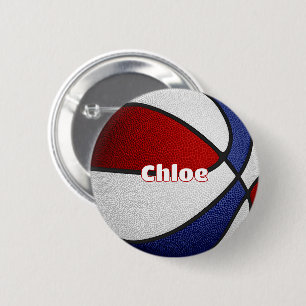 basketball party favors red blue team colors 6 cm round badge
