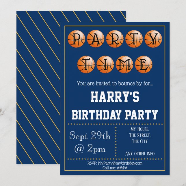 Basketball Party Invitation Editable (Front/Back)