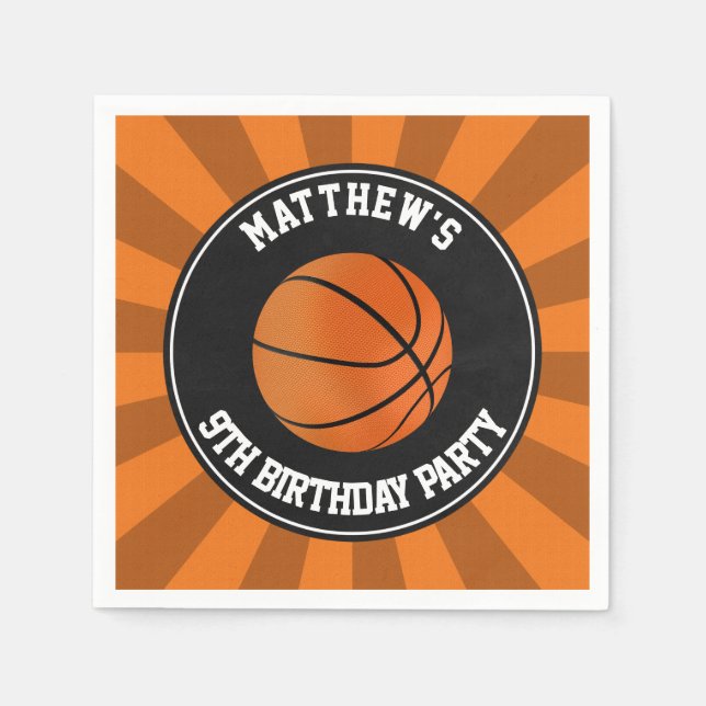 Basketball Party Paper Cocktail Napkins (Front)