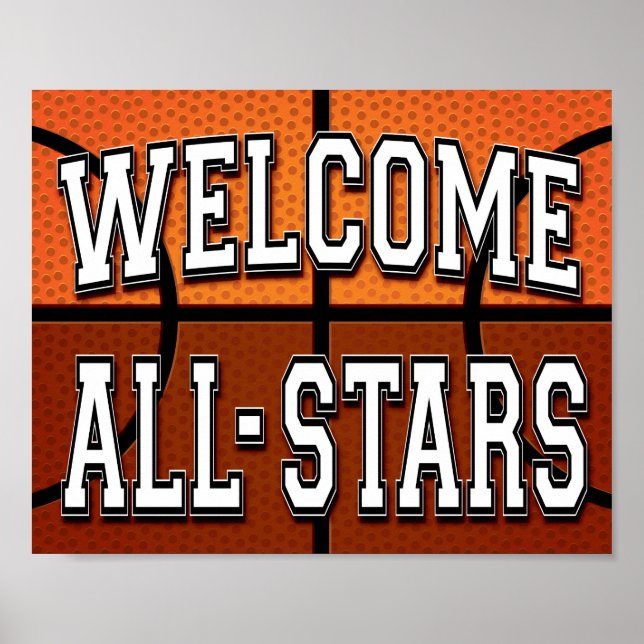 Basketball Party WELCOME ALL-STARS Sign Print (Front)