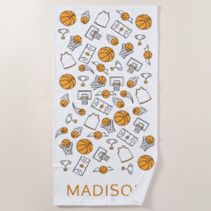 Basketball Pattern custom name beach towel