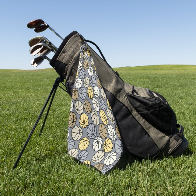 Basketball Pattern Grey  Golf Towel (Green)