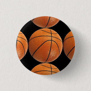 Basketball Pattern on Black 3 Cm Round Badge