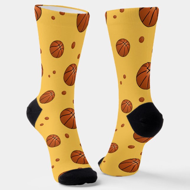  Basketball Pattern Sports Socks (Angled)