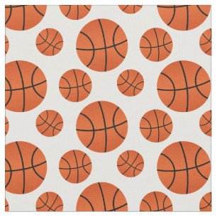 Basketball Pattern White Background Fabric