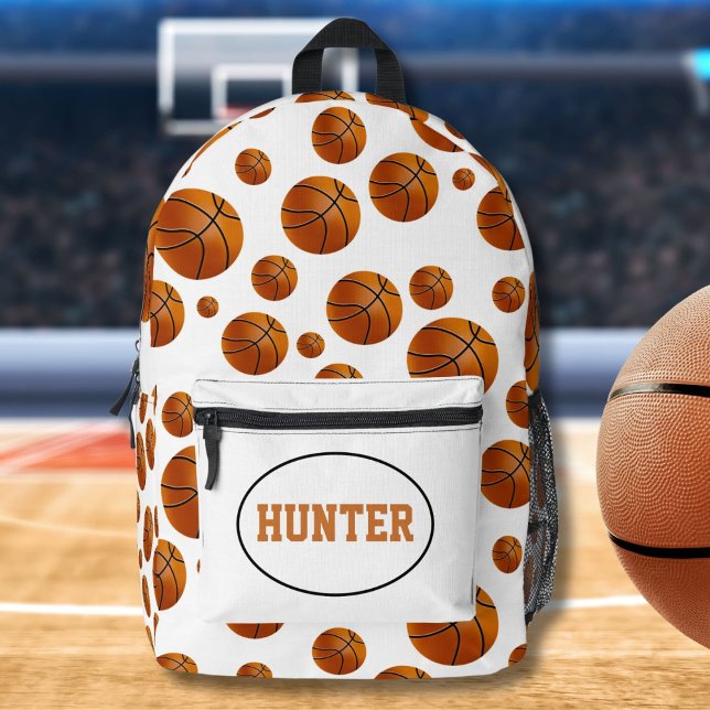 Basketball Pattern With Name Printed Backpack (Creator Uploaded)