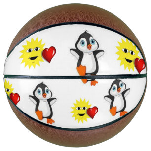 Basketball Penguin Sun Red Hearts