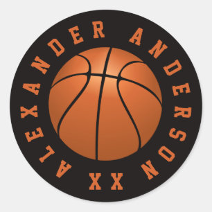 Basketball Personalise Classic Round Sticker