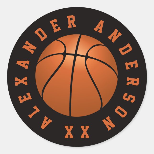 Basketball Personalise Classic Round Sticker (Front)