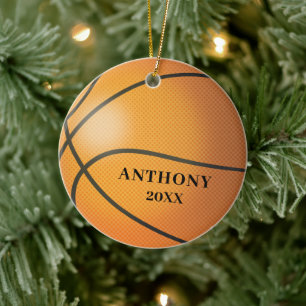 Basketball Personalised Christmas Ceramic Tree Decoration