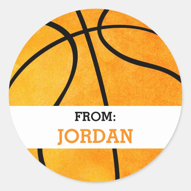 Basketball Personalised From Sports Themed Party Classic Round Sticker (Front)