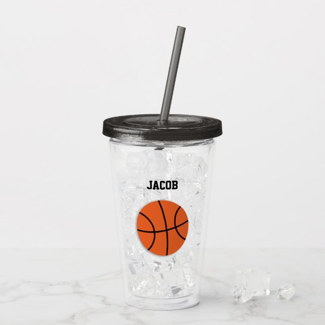 Basketball Personalised Kids Acrylic Tumbler (Back Ice)